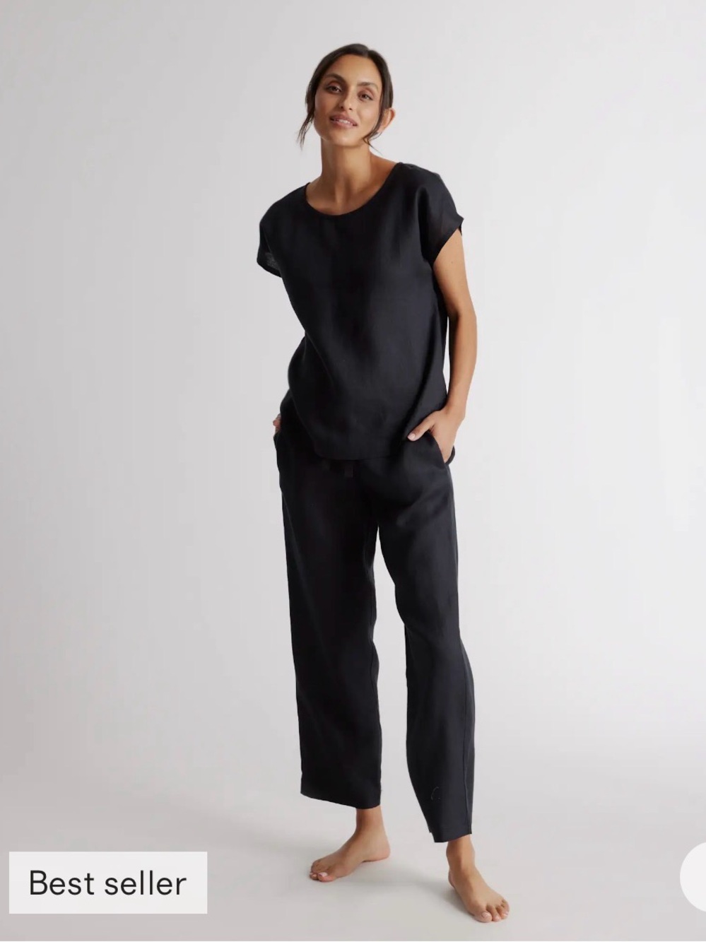 Quince Black Linen Pajama/Lounge Set